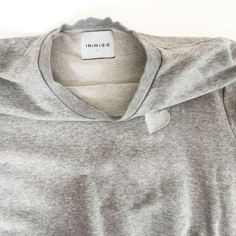 INIMIGO Mens Gray Organic Cotton Heart Embroidered Sweatshirt Size L - Picture 4 of 7